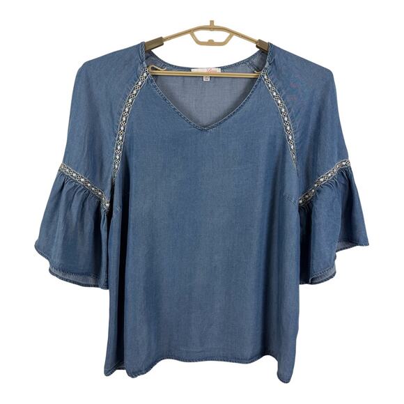 Linea Donna Tops - Linea Donna Women 100% Lyocell Top Size 1X Embroidered Boho Peasant Feminine